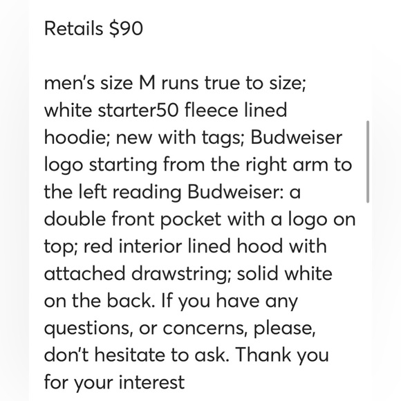 Starter50 ❤️🤍 white red hoodie men’s size M - Picture 12 of 15